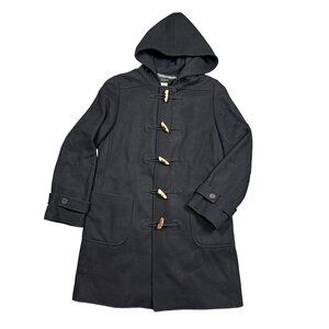 J. Crew Toggle Wool Blend Black Cottagecore Hooded Coat Women's Size Small